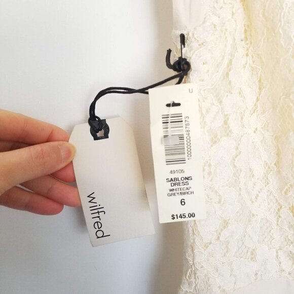 NEW Aritzia Wilfred Sablons 100% Silk Floral Lace Ivory Dress Size 6 - Picture 13 of 16